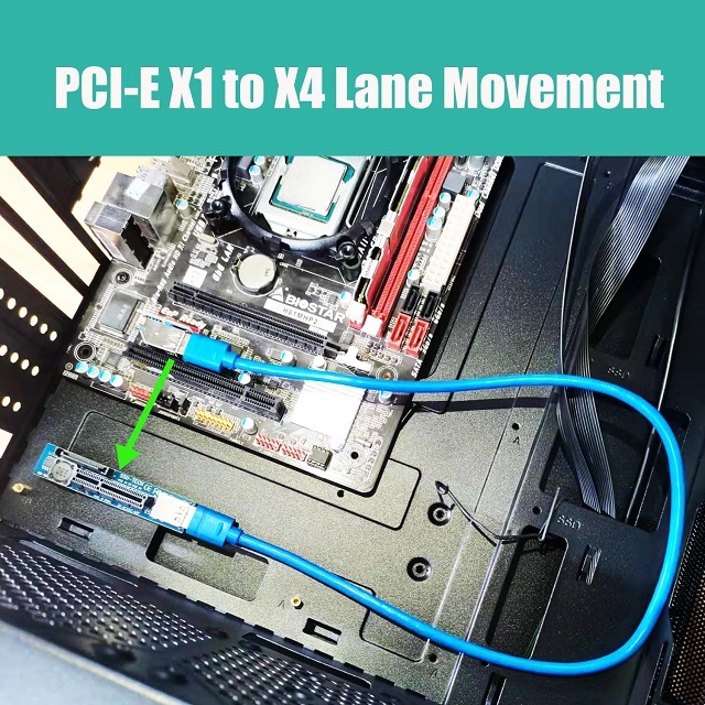 PCIe 1X to 4X Riser Cable to extend GPU covered PCIe X1 Lane for WiFi Adapter or Sound Card or M.2 PCIe Adapter Vertical Installation