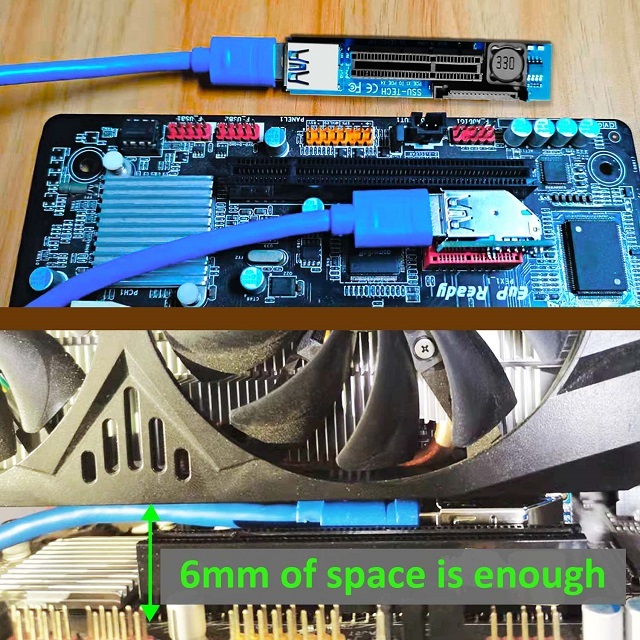 PCIe 1X to 4X Riser Cable to extend GPU covered PCIe X1 Lane for WiFi Adapter or Sound Card or M.2 PCIe Adapter Vertical Installation