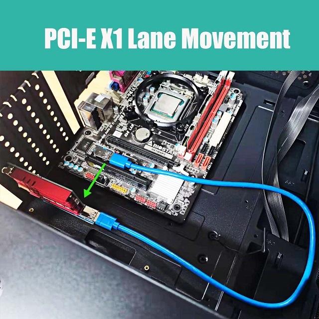 PCIe X1 to X1 Riser Cable to extend GPU covered PCIe X1 Lane for WiFi Adapter or Sound Card Vertical Installation