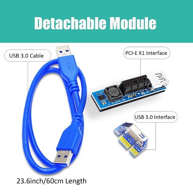 PCIe X1 to X1 Riser Cable to extend GPU covered PCIe X1 Lane for WiFi Adapter or Sound Card Vertical Installation