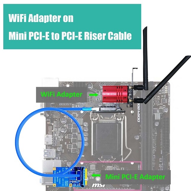 Mini PCI-Express to PCI-E X4 Riser Cable (60cm) for BTC Miner Mining, M.2 PCI-E SSD Adapter, etc