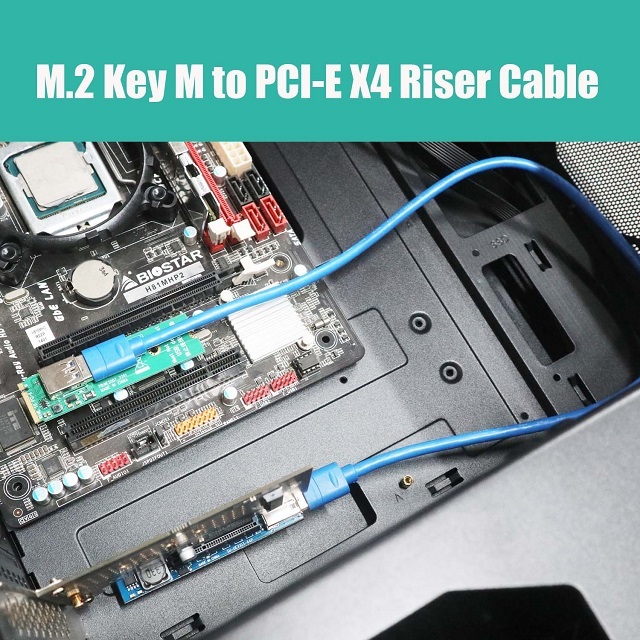 NGFF M.2 Key M to PCI-E X4 Riser Cable (60cm) for BTC Miner Mining, M.2 PCI-E SSD Adapter, etc