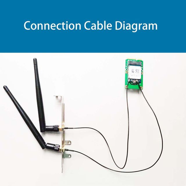 Mini PCIe to M.2 NGFF Key E/A+E Wireless WiFi 5/6/6AC/6AE Bluetooth Adapter with 3.5 dBi SMA Antenna