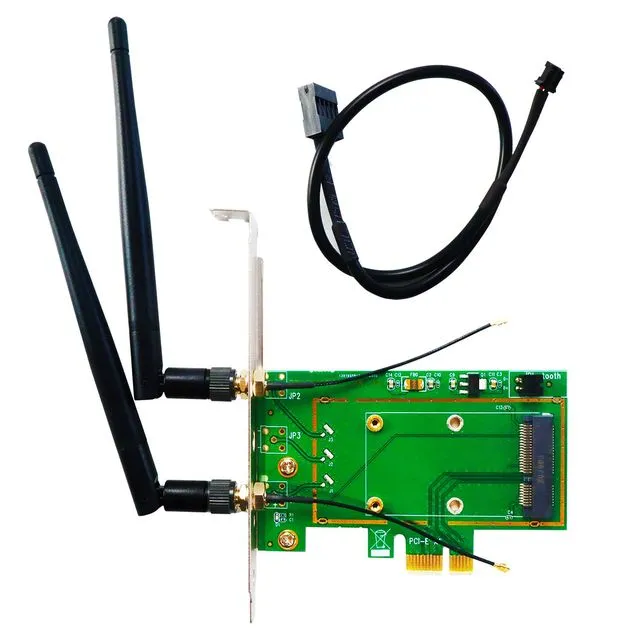 Mini PCIe to M.2 NGFF Key E/A+E Wireless WiFi 5/6/6AC/6AE Bluetooth Adapter  with 3.5 dBi SMA Antenna