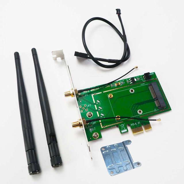 PCI-Express X1 to Mini PCIe Wireless WLAN Bluetooth Adapter with 3.5 dBi SMA Antenna