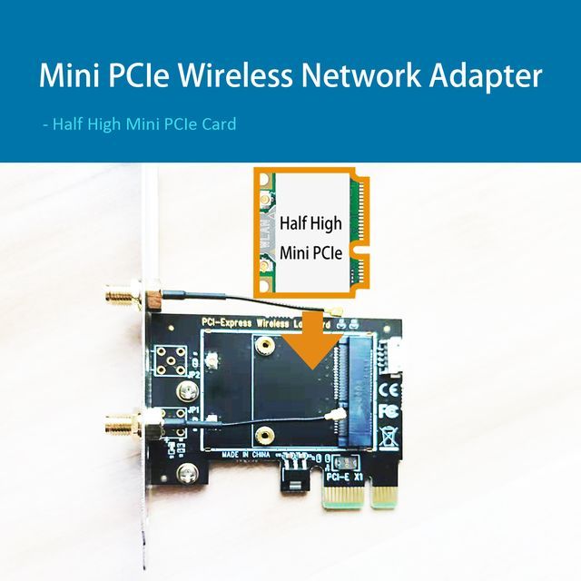 PCI-Express X1 to Mini PCIe Wireless WLAN Bluetooth Adapter with 3.5 dBi SMA Antenna