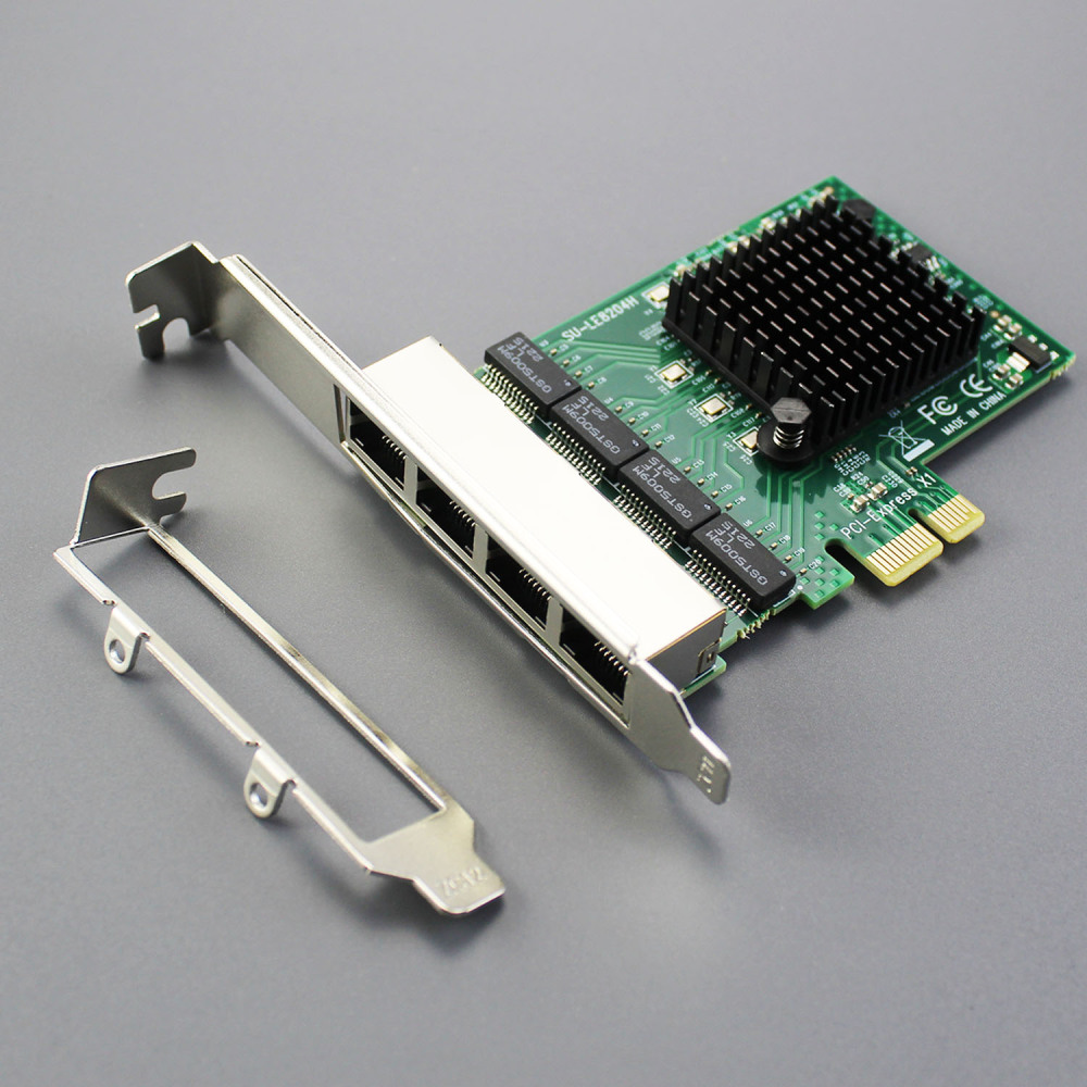 Quad Port 10/100/1000Mbps Gigabit PCI-E NIC Network Card for PC, RTL8111H Chip, PCI-Express X1, RJ45 LAN Port