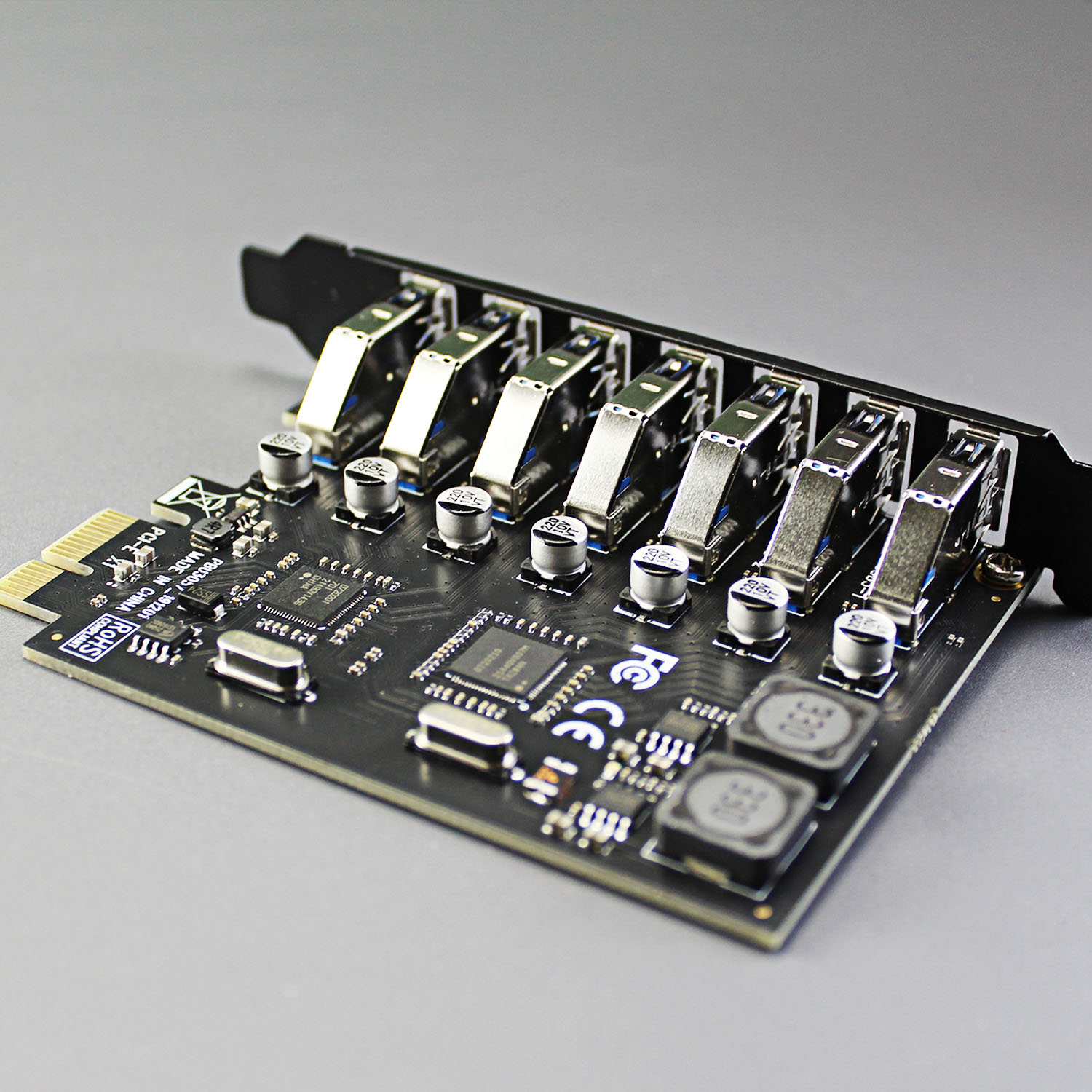 7 Port USB-A 3.0 5Gbps PCIe Adapter Card, Compatible with Windows and Linux  (Not support Mac OS)