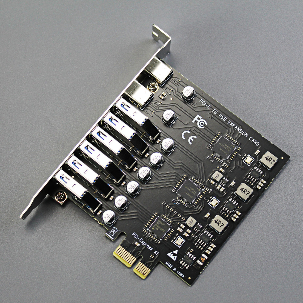 2 Port USB C + 6 Port USB A PCI-Express Adapter Card