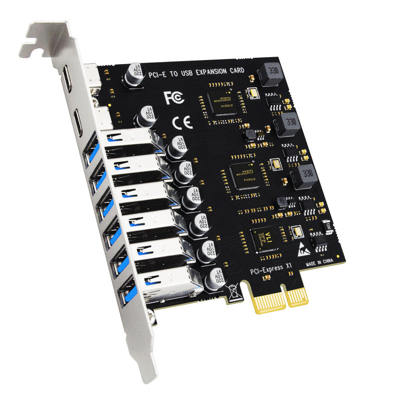 bestille Nævne kommando 6 x USB-A + 2 x USB-C 3.0 5Gbps PCI-Express Adapter Card, Compatible with  Windows and Linux (Not support Mac OS)