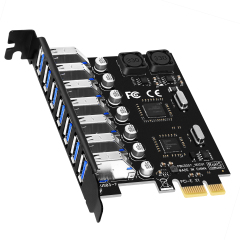 7 Port USB-A 3.0 5Gbps PCIe Adapter Card, Compatible with Windows and Linux (Not support Mac OS)