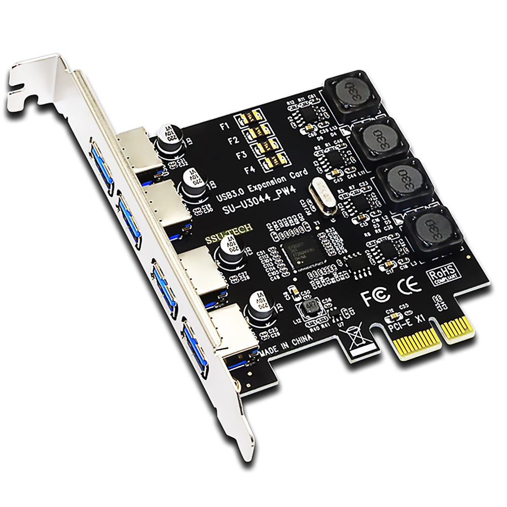 Port USB-A 5Gbps PCIe Adapter Card, Compatible with Windows