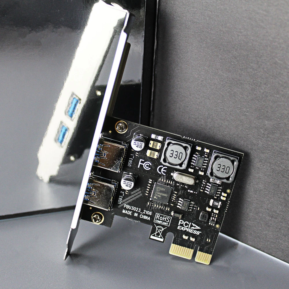 Carte D'Extension PCIe USB 3.0 - 4 Ports USB-A 5Gbps | Alimentation 5V/2A Par Port | Compatible Windows, Linux | Pour PC Bureau, Serveur, NAS | GLOTRENDS U3044