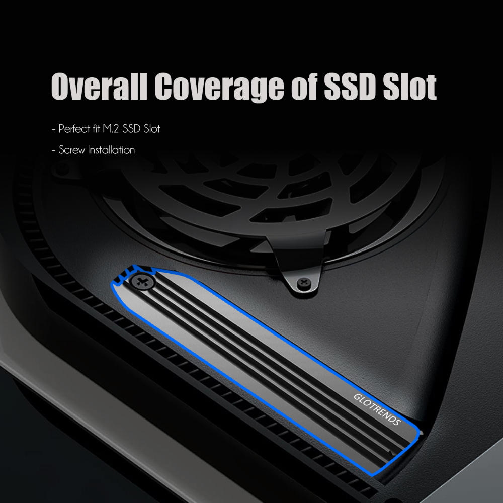 GLOTRENDS PS5 SSD Heatsink with Copper Heatpipe and PS5 Screw for Playstation 5 Internal PCIe M.2 NVMe 4.0 Gen4 Gaming Memory (Black)