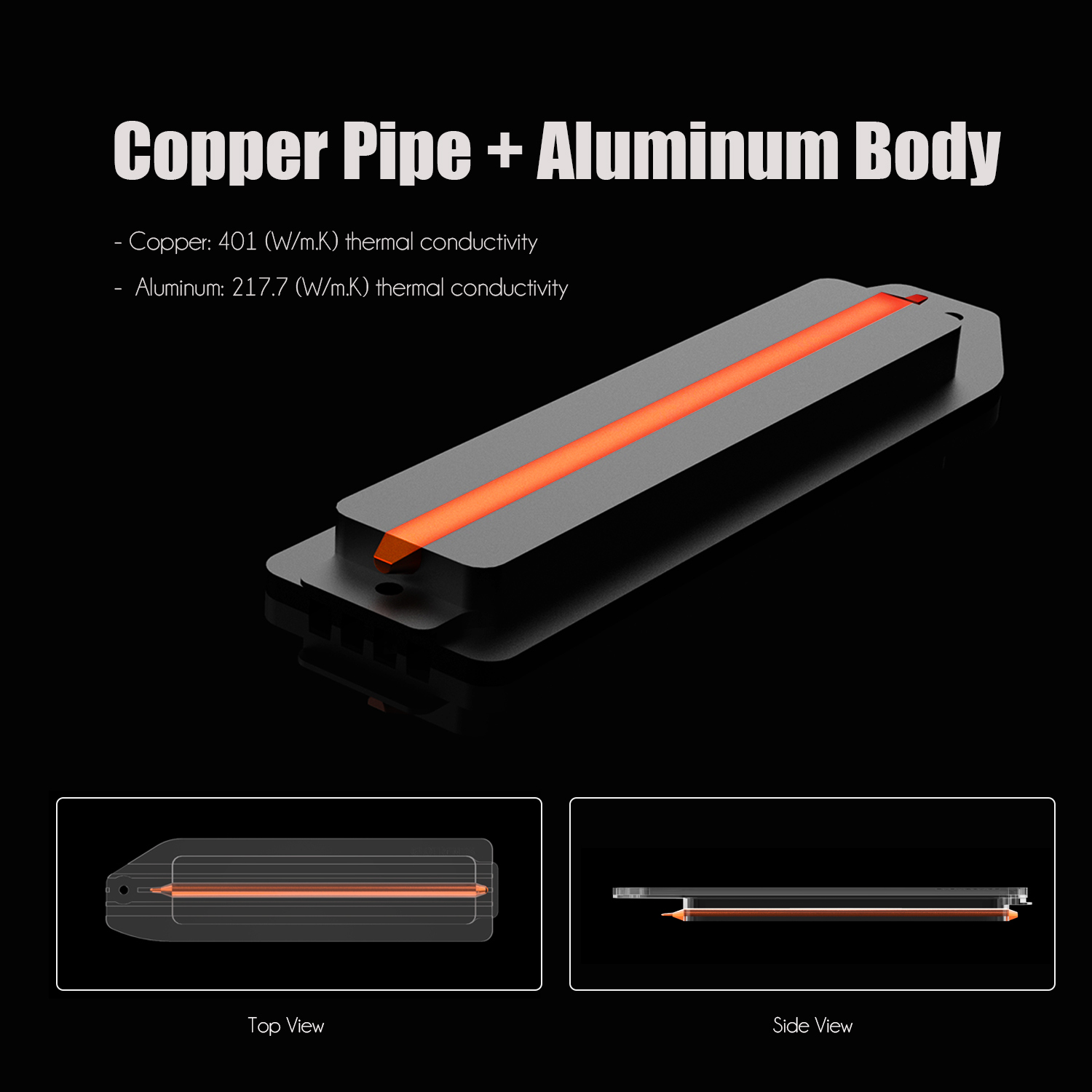 GLOTRENDS PS5 SSD Heatsink with Copper Heatpipe and PS5 Screw for Playstation 5 Internal PCIe M.2 NVMe 4.0 Gen4 Gaming Memory (Black)