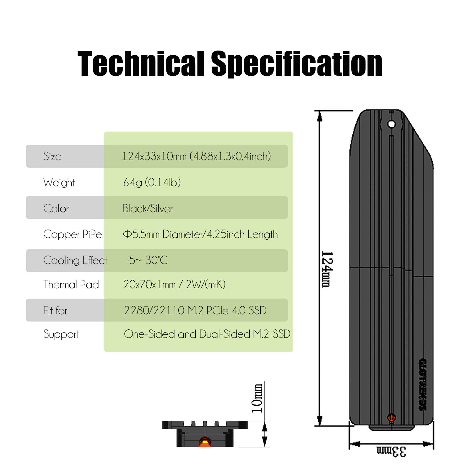 PS5 SSD Heatsink with Copper Heatpipe for Playstation 5 Internal PCIe M.2  NVMe 4.0 Gen4 Gaming Memory