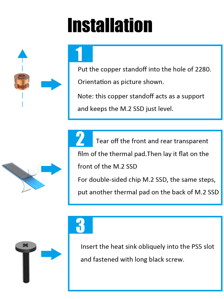 GLOTRENDS PS5 SSD Heatsink with Copper Heatpipe and PS5 Screw for Playstation 5 Internal PCIe M.2 NVMe 4.0 Gen4 Gaming Memory (Black)