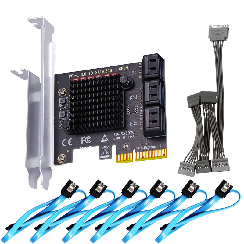 PCIe SATA Adapter Card with 6 Port SATA III 6Gbps, PCI-Express 3.0 X2 Bandwidth