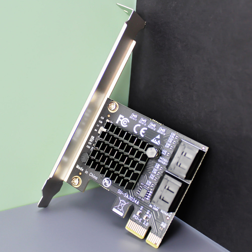 PCIe SATA Adapter Card with 4 Port SATA III 6Gbps (Including SATA Cables and 1:5 SATA Splitter Power Cable)