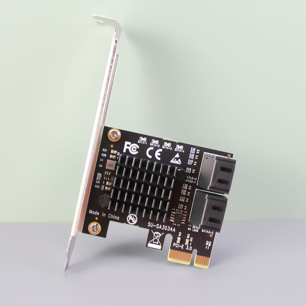 PCIe SATA Adapter Card with 4 Port SATA III 6Gbps (Including SATA Cables and 1:5 SATA Splitter Power Cable)