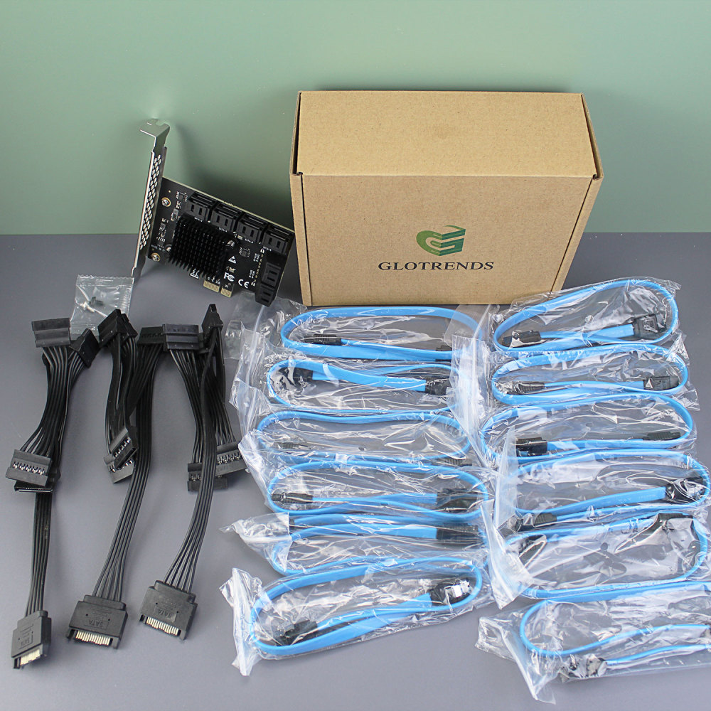 PCIe SATA Adapter Card with 12 Port SATA III 6Gbps, PCIe 3.0 X1 Bandwidth
