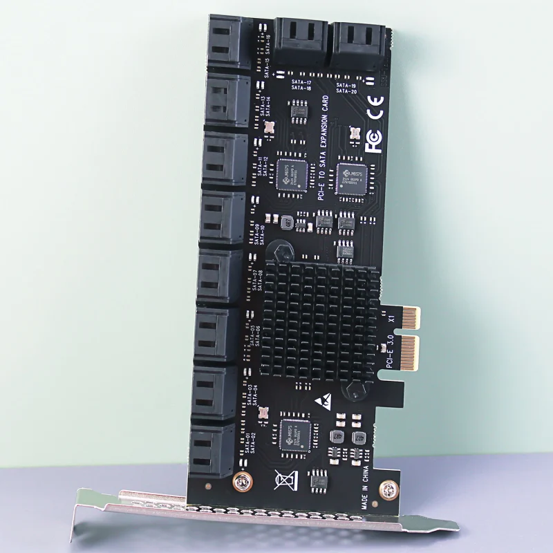 PCIe SATA Adapter Card with 20 Port SATA III 6Gbps, PCIe 3.0 X1 Bandwidth