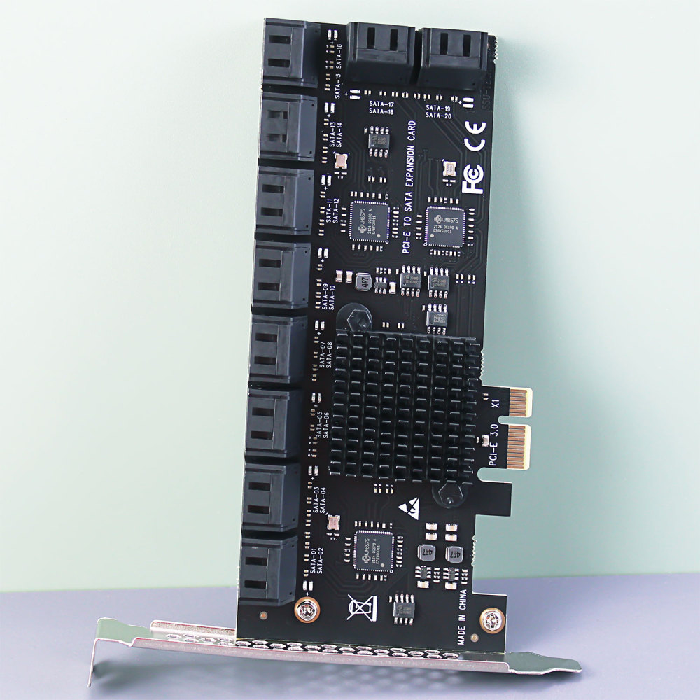 PCIe SATA Adapter Card with 20 Port SATA III 6Gbps, PCIe 3.0 X1 Bandwidth