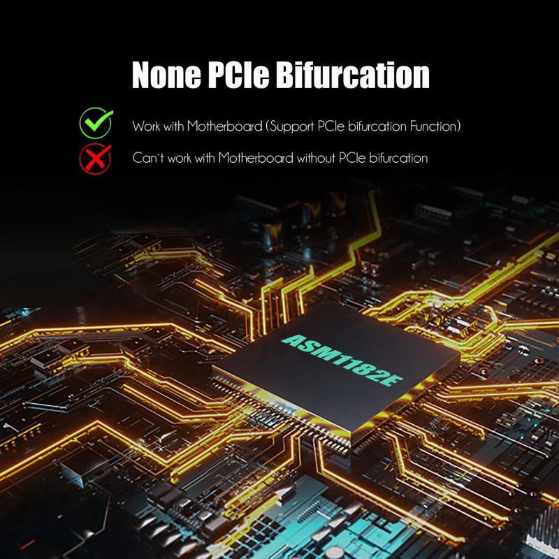 Dual M.2 PCIe NVMe Adapter Without PCIe Splitter Function (PCIe Bifurcation Motherboard is Required), Support M.2 PCIe 4.0/3.0 SSD Soft RAID Setup in Windows/Linux