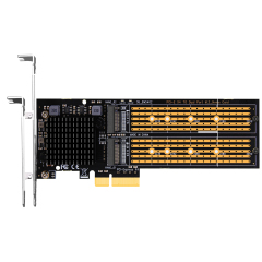 Dual Slot M.2 NVMe PCIe 3.0 X4 Adapter Card with ASM 2812 PCIe Bifurcation Function, Work with None PCIe Splitter Function Motherboard