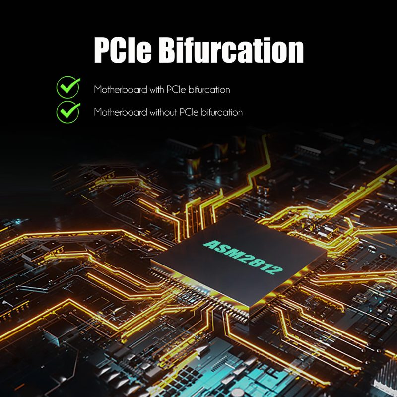 Dual M.2 PCIe NVMe Adapter Card with PCIe Bifurcation Function, Compatible with None PCIe Splitter Function Motherboard