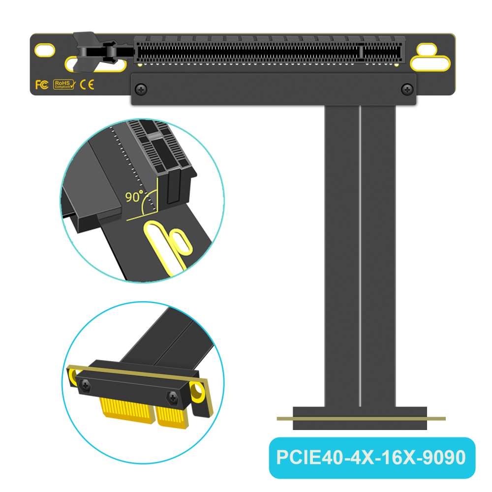 PCIe 4.0 4X to 16X Riser Cable