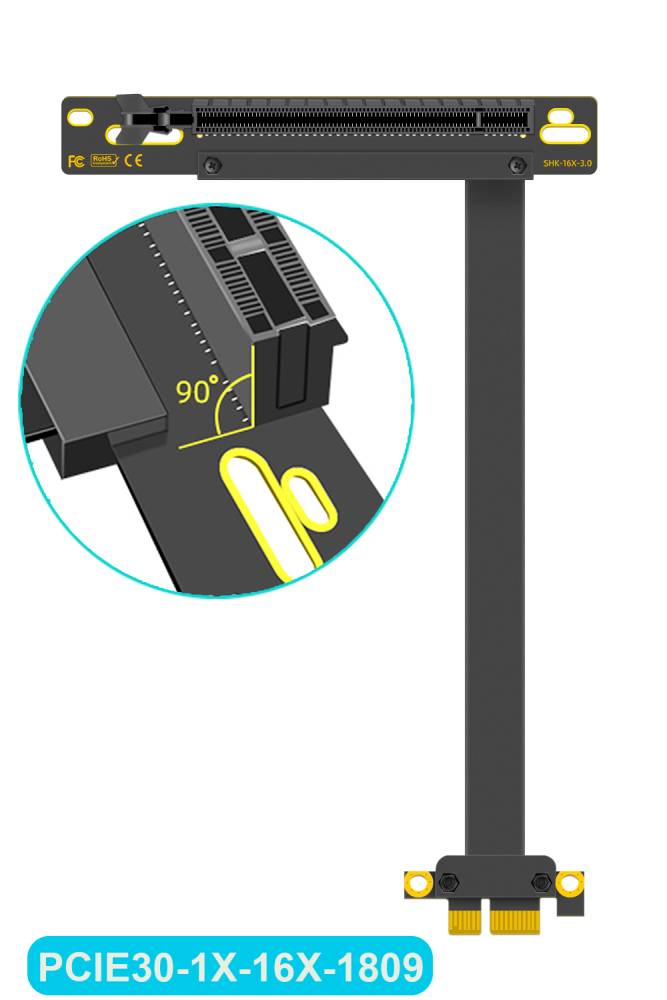 PCIe 3.0 1X to 16X Riser Cable