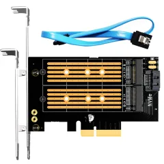 2 in 1 M.2 PCIE 4.0 Adapter Add-on Card for M.2 PCIE (NVME/AHCI) SSD and M.2 NGFF SATA SSD