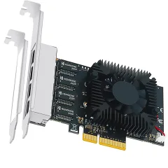 Quad Port 2.5Gbps PCI-E NIC Ethernet Network Card, PCIE 2.0 X2 (10Gbps ) Upstream and 6.4Gbps Downstream Bandwidth