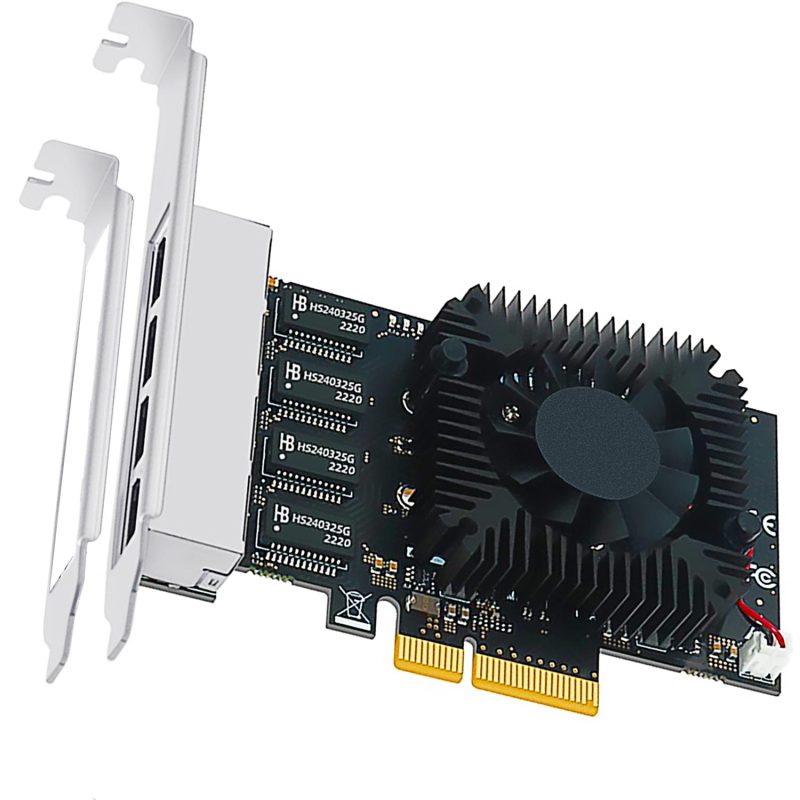 Quad Port 2.5Gbps PCI-E NIC Ethernet Network Card, PCIE 2.0 X2 (10Gbps ) upstream and 6.4Gbps downstream bandwidth