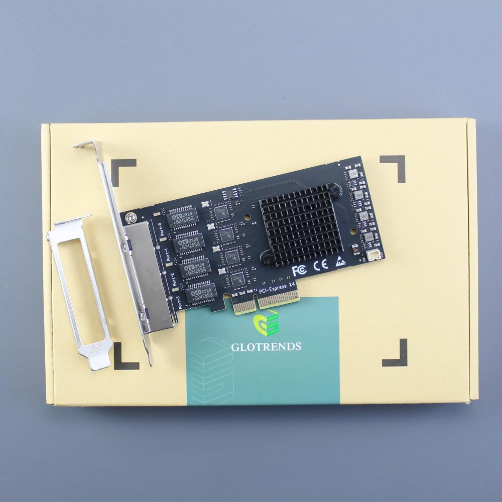 Quad Port 2.5Gbps PCI-E NIC Ethernet Network Card, PCIE 2.0 X4 (20Gbps ) upstream and 12.8Gbps downstream bandwidth