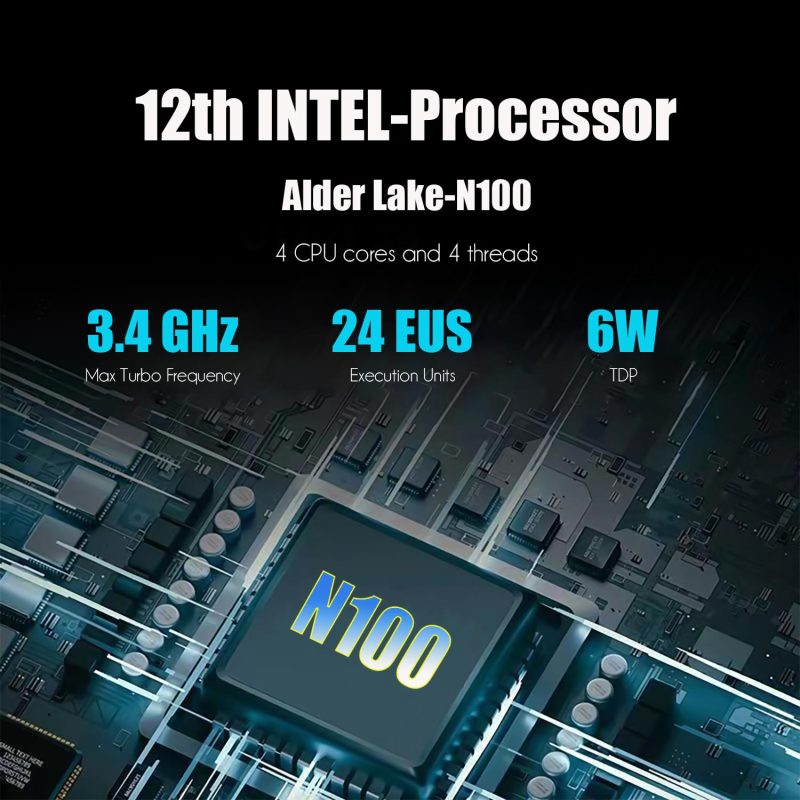 T8 Plus Mini PC Computer Win 11 Pro, Intel 12th Gen N100 (up to 3.4GHz) 16GB LPDDR5 256GB M.2 SSD, Dual Gigabit Ethernet, 3 HDMI and 3 USB 3.0, 4K UHD Graphics Card, 2.4G/5G WiFi, BT4.2