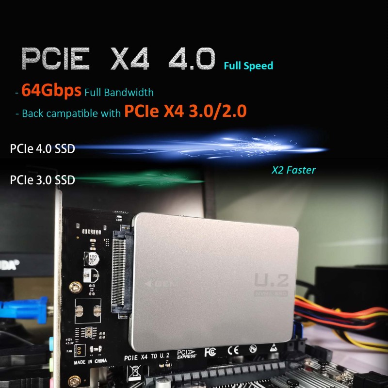 PU11 U.2 to PCIe 4.0 X4 Adapter for 2.5 Inch U.2 SSD