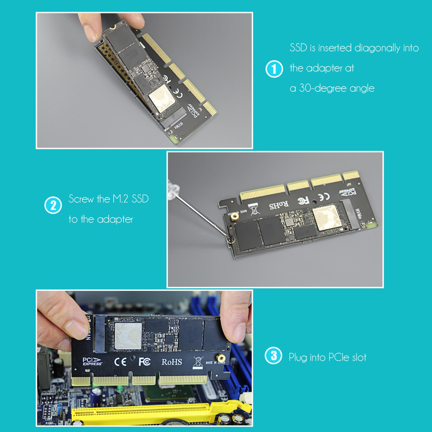 M.2 PCie Adapter for M.2 NVMe SSD - GLOTRENDS