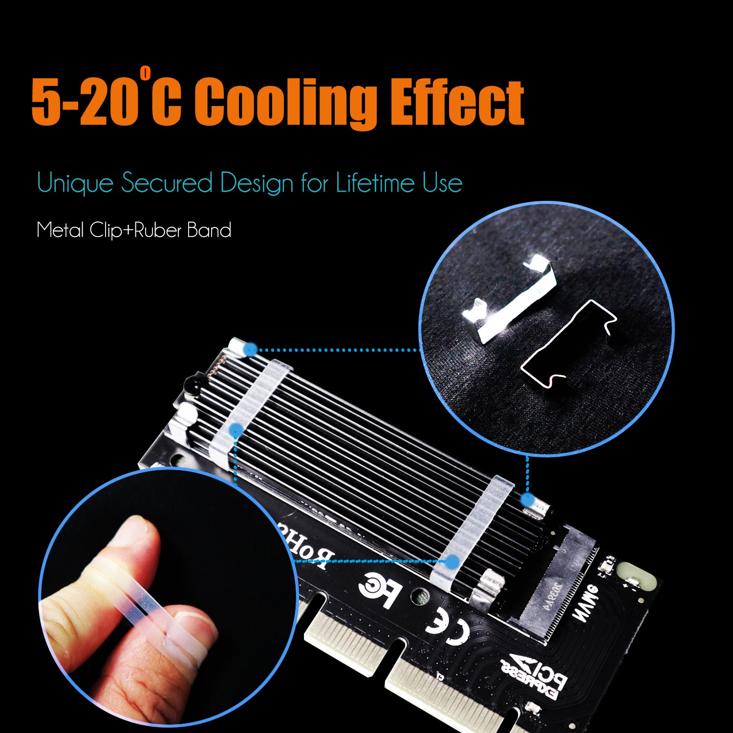 M.2 PCie Adapter with Heatsink for M.2 NVMe SSD - GLOTRENDS