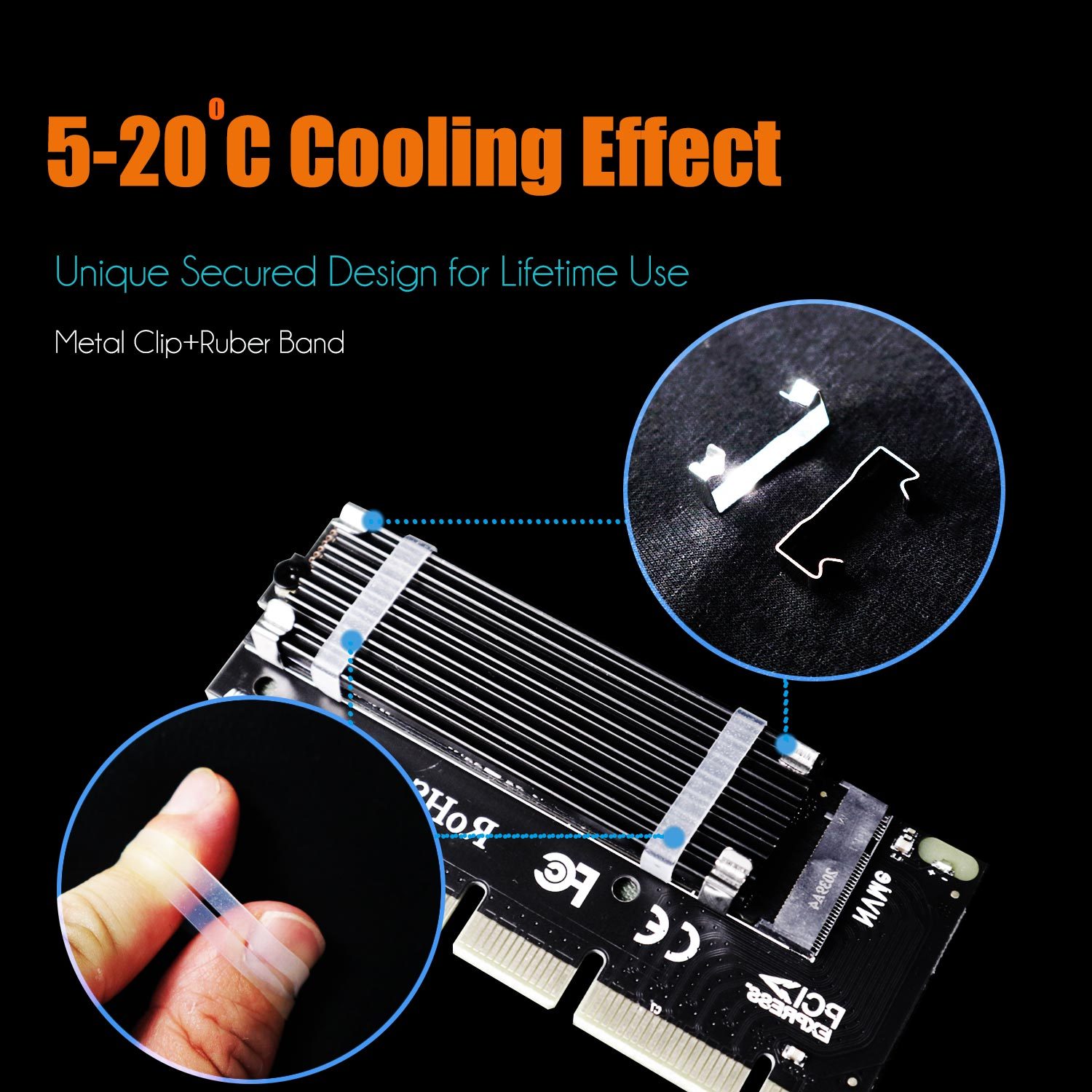 PA05-HS M.2 NVMe to PCIe 4.0 X4 Adapter with M.2 Heatsink, Low-profile Design for 2U High Server Case
