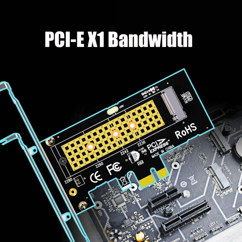 PA09-X1 M.2 NVMe to PCIe 4.0 X1 Adapter for M.2 NVMe SSD