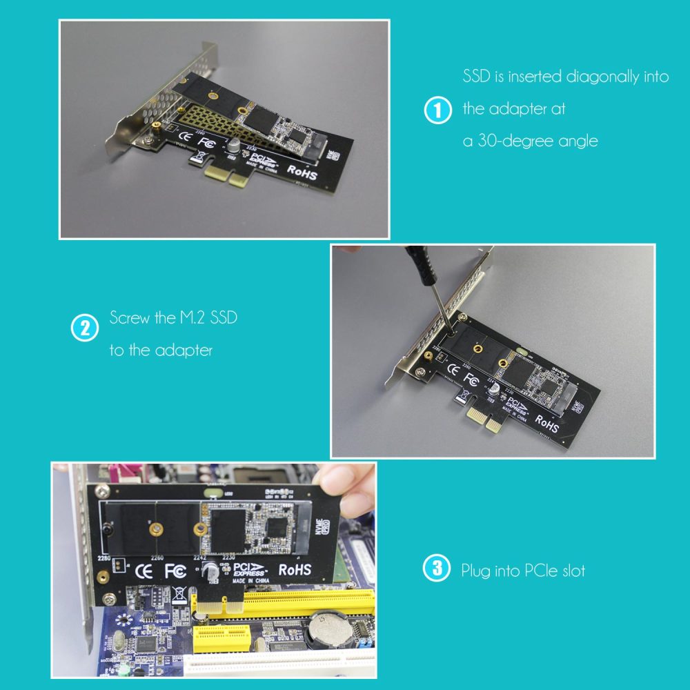 PA09-X1 M.2 NVMe to PCIe 4.0 X1 Adapter for M.2 NVMe SSD