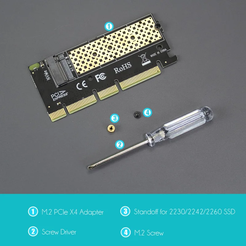 PA05 M.2 NVMe to PCIe 4.0 X4 Adapter without Bracket