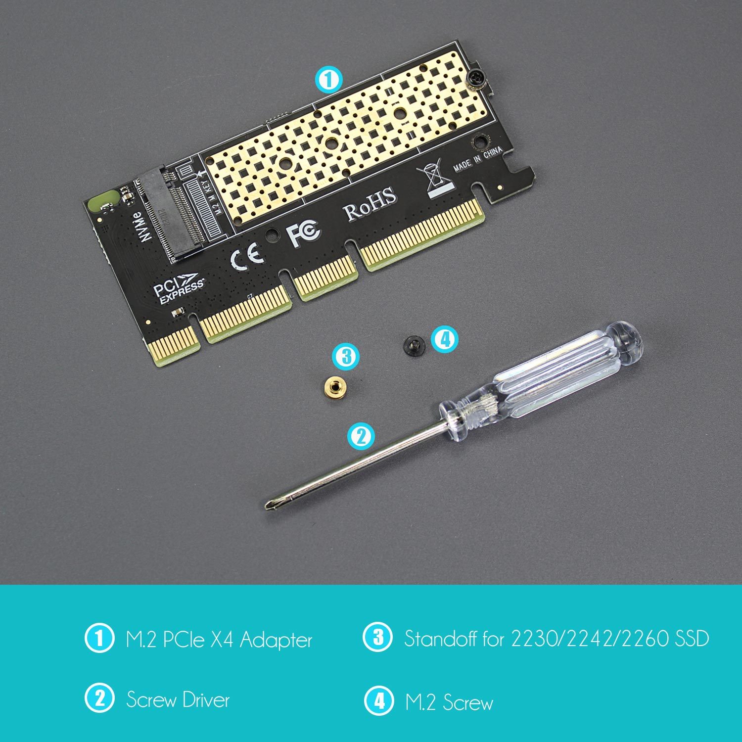 PA05 M.2 NVMe to PCIe 4.0 X4 Adapter without Bracket