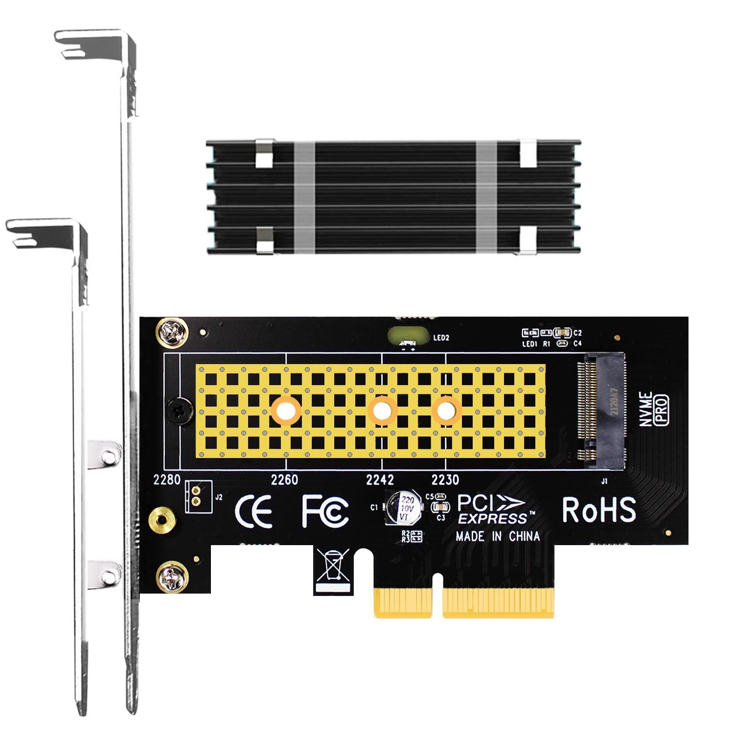 PA09-HS10 M.2 NVMe to PCIe 4.0 X4 Adapter with M.2 Heatsink for M.2 NVMe SSD