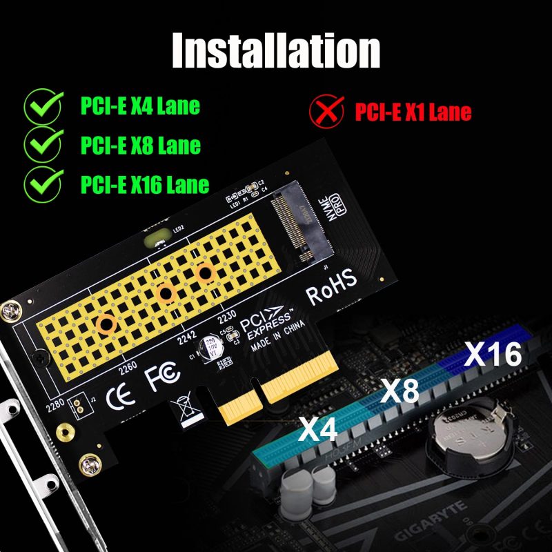 PA09 M.2 NVMe to PCIe 4.0 X4 Adapter for M.2 NVMe SSD