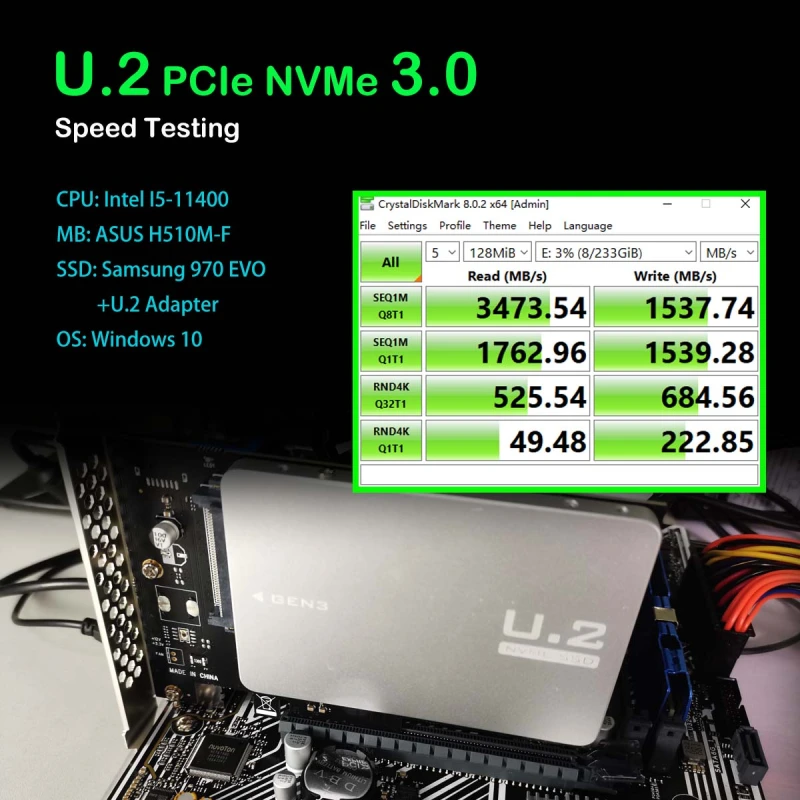 PU11 U.2 to PCIe 4.0 X4 Adapter for 2.5 Inch U.2 SSD