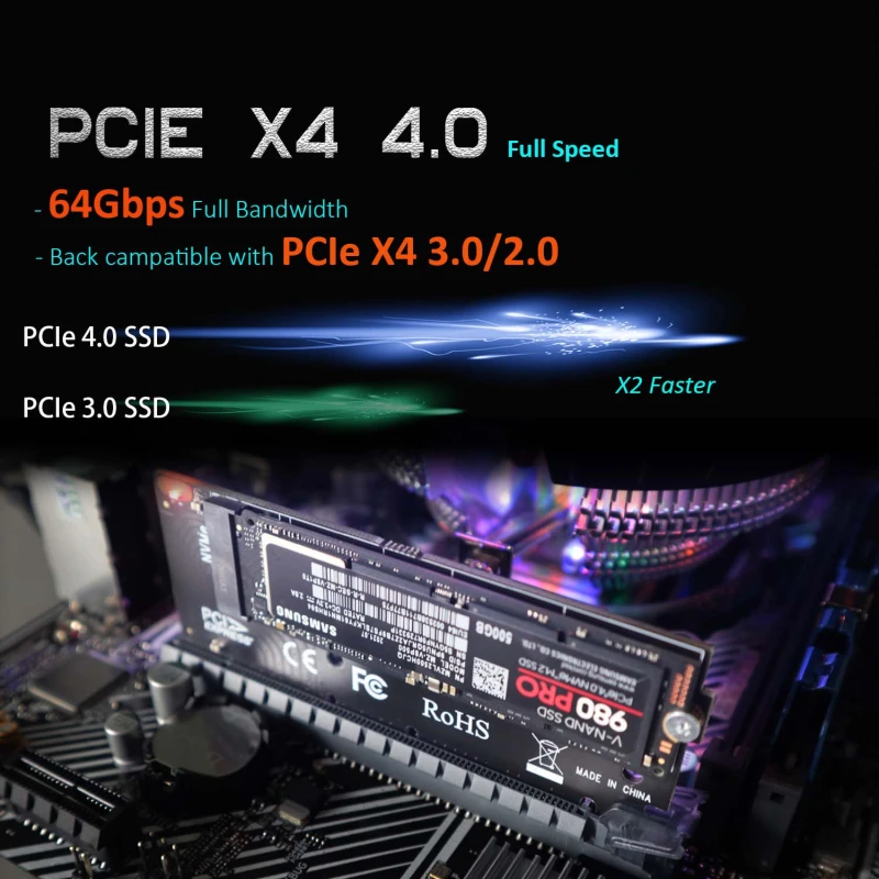 PA05 M.2 NVMe to PCIe 4.0 X4 Adapter without Bracket