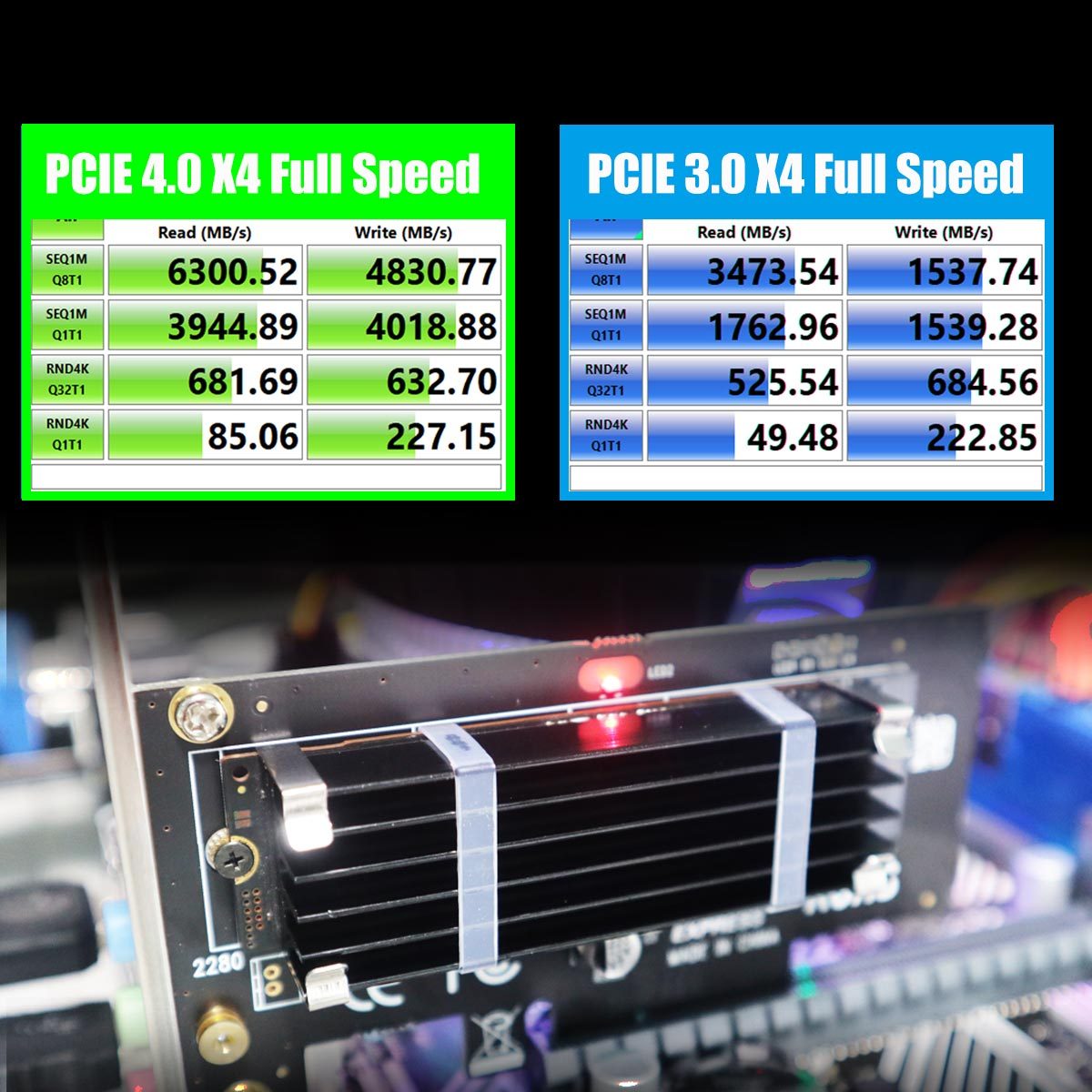 PA09-HS10 M.2 NVMe to PCIe 4.0 X4 Adapter with M.2 Heatsink for M.2 NVMe SSD
